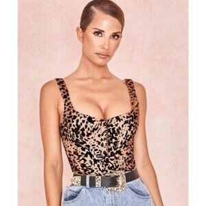 HOUSE OF CB/ Jacqueline Leopard Corset Bustier XS